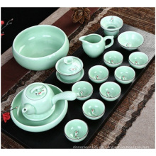 Celadón chino pintado a mano, juego de té de cerámica